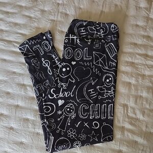 School Black and White Graphic Leggings
